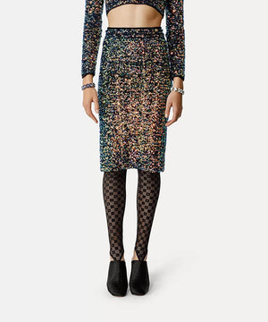 pencil skirt in sequin–studded velvet
