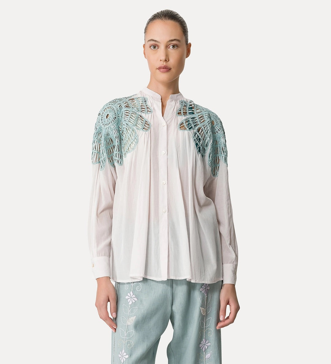 bohemian shirt with inlay detailing, rugiada