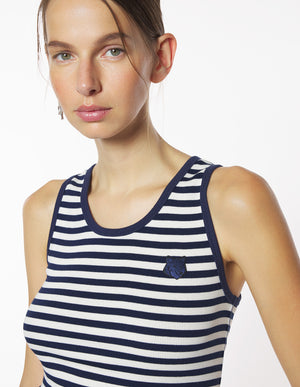 Bold fox stripe tank, Ink Blue