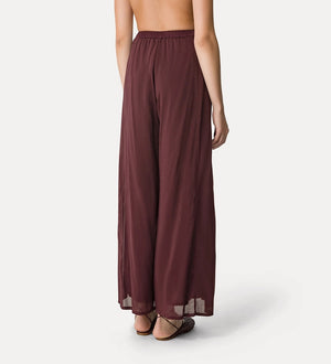 cotton & silk voile trousers, black orchid