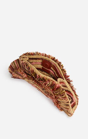 Raphia fringe clutch