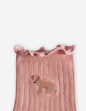 Tonal baby fox socks, Porcelaine Pink