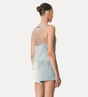 tulle top with embroidered “firefly” detailing