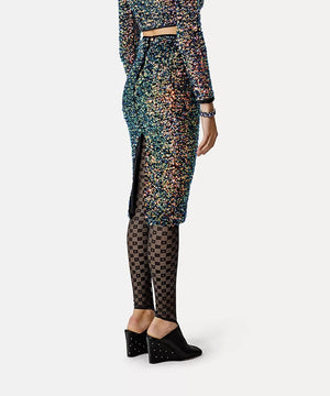 pencil skirt in sequin–studded velvet