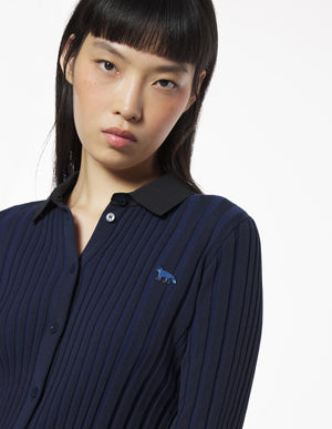 Baby fox patch pleated cardigan, Ink Blue