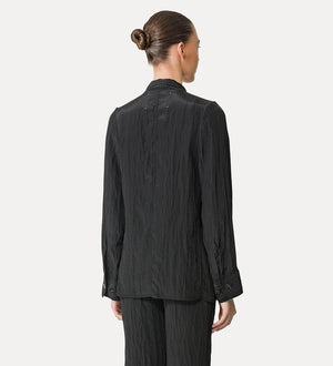 oversize satin jacket, nero