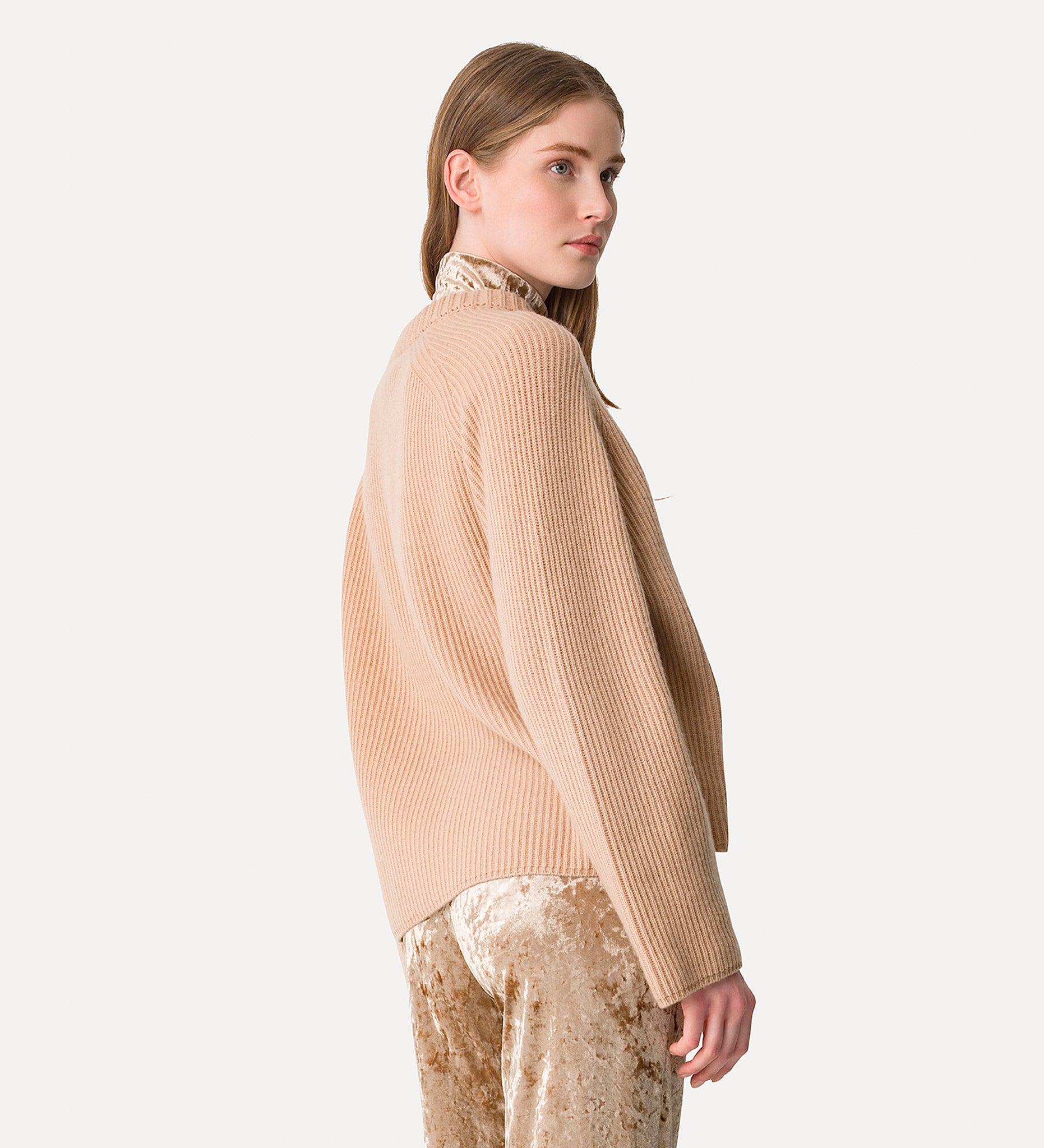 cash-wool rib rneck sweater, noisette