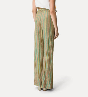 flared pants in lurex-shot jacquard