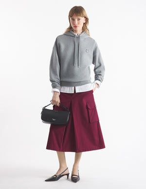 Bold fox patch comfort hoodie, Medium Grey Mélange