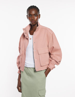 Cropped workwear jacket, Porcelaine pink