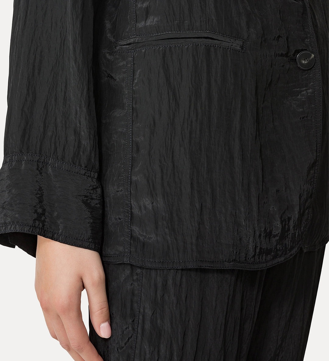 oversize satin jacket, nero