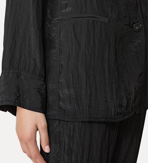 oversize satin jacket, nero
