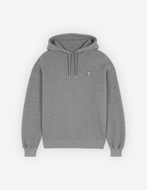 Bold fox patch comfort hoodie, Medium Grey Mélange