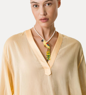 cotton silk V blouse, sole