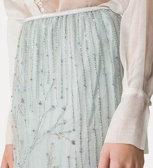 tulle skirt with “firefly” embroidered detailing