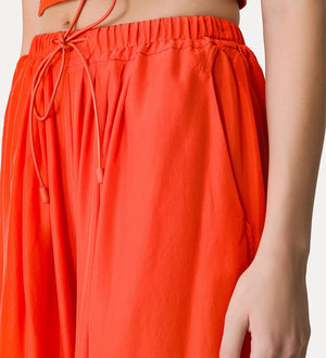 silk trousers w drawstring, papavero