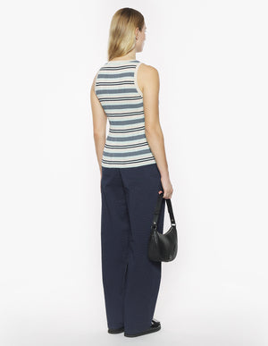 Fine rib stripe tank top, Mint Ice