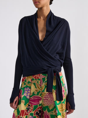 Navy wrap top