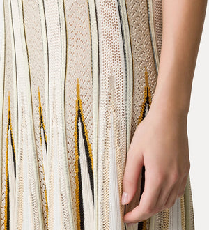 chevron-stitch skirt w inlays