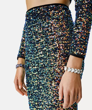 pencil skirt in sequin–studded velvet