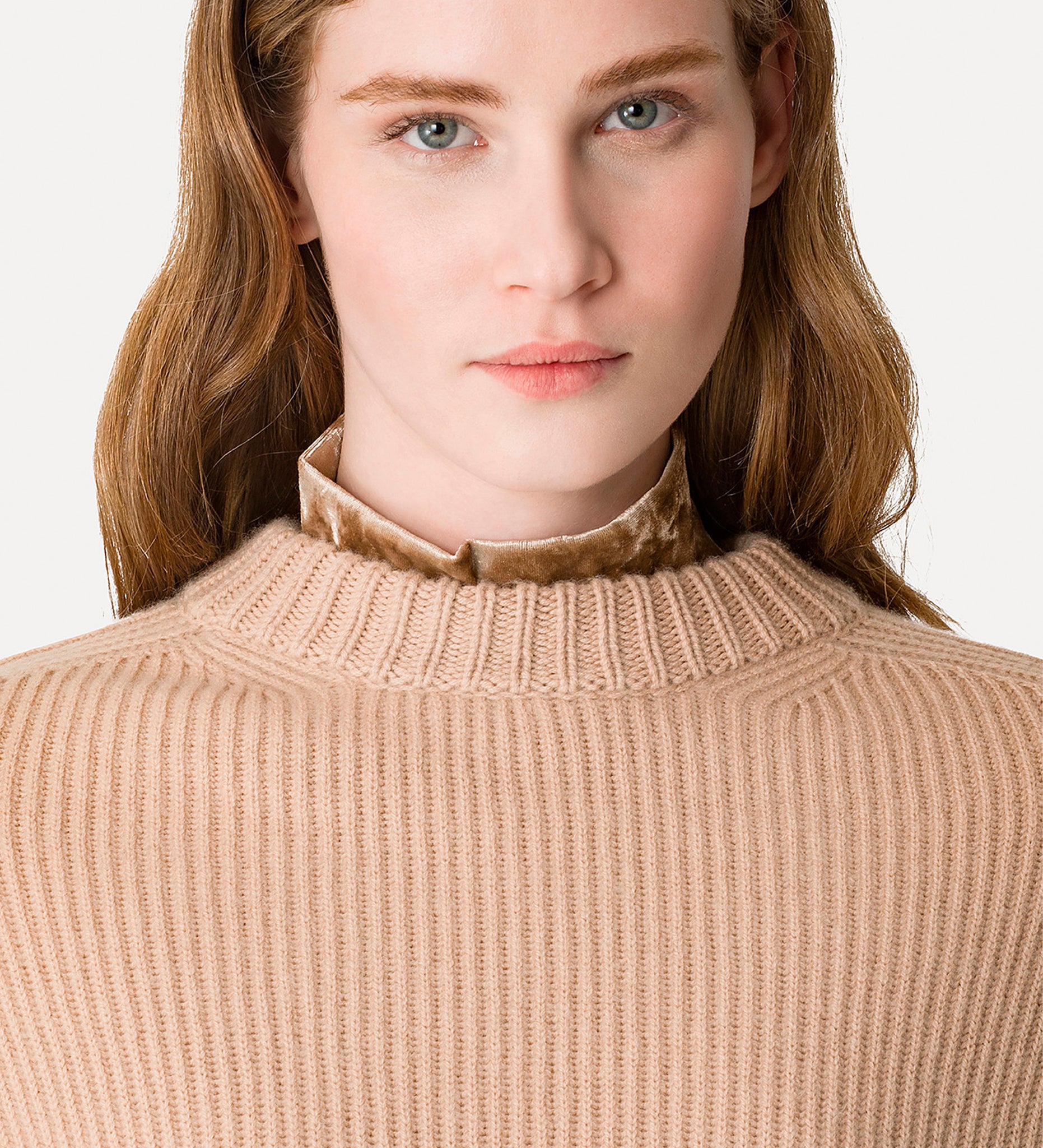 cash-wool rib rneck sweater, noisette