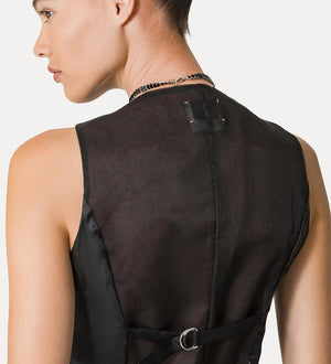 viscose linen vest, black