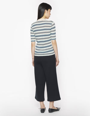 Fine rib stripe polo, Mint Ice
