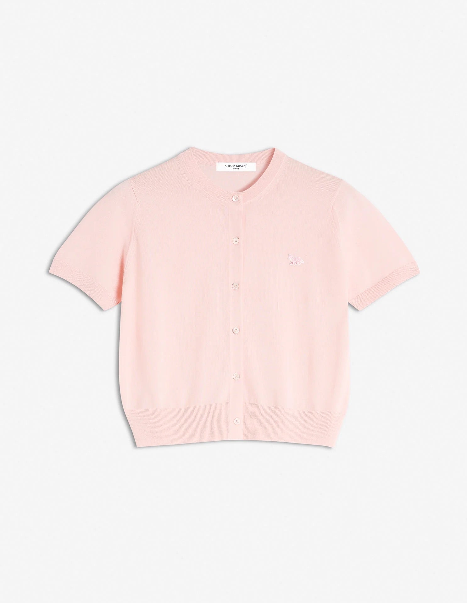 Baby fox regular cardigan, short sleeve, Rosewater