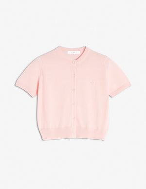 Baby fox regular cardigan, short sleeve, Rosewater