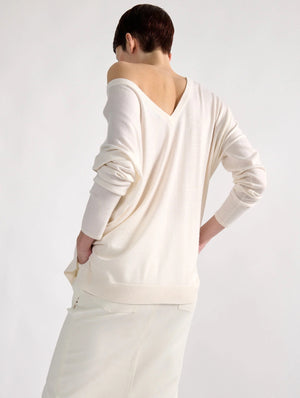 Merino & silk top, Ecru