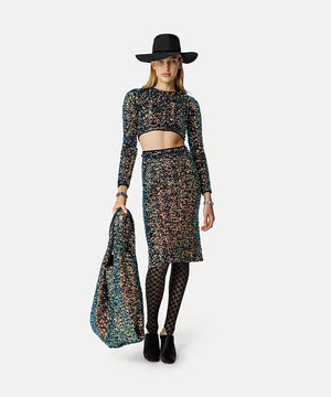 pencil skirt in sequin–studded velvet