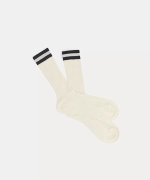 stripe cotton socks, ivory