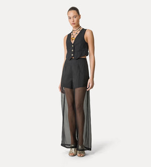 viscose linen vest, black