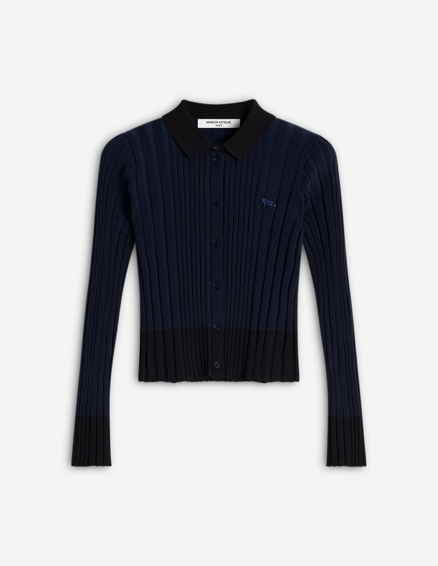 Baby fox patch pleated cardigan, Ink Blue