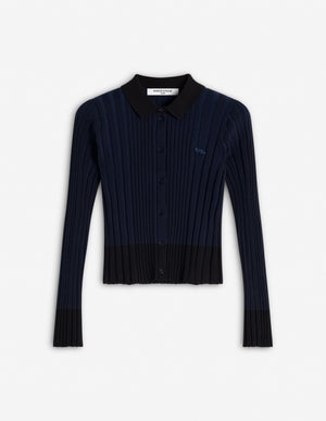 Baby fox patch pleated cardigan, Ink Blue