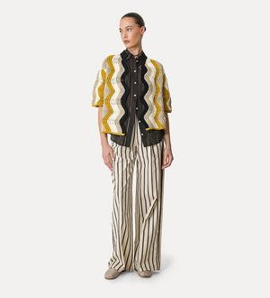 wide-leg pinstripe trousers