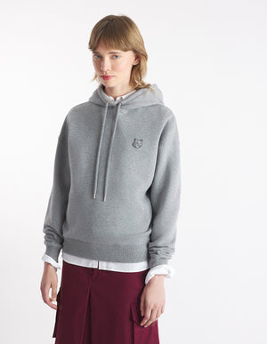 Bold fox patch comfort hoodie, Medium Grey Mélange
