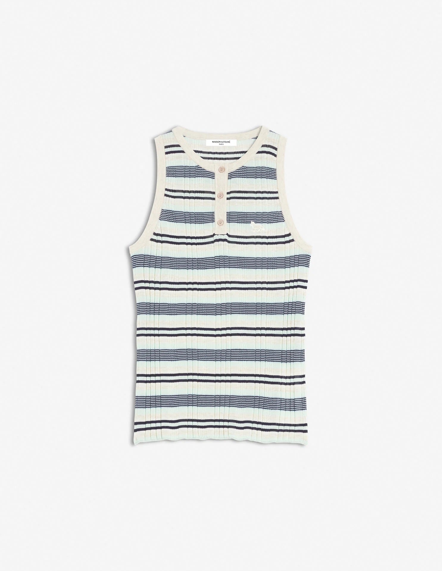 Fine rib stripe tank top, Mint Ice
