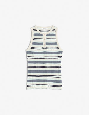 Fine rib stripe tank top, Mint Ice