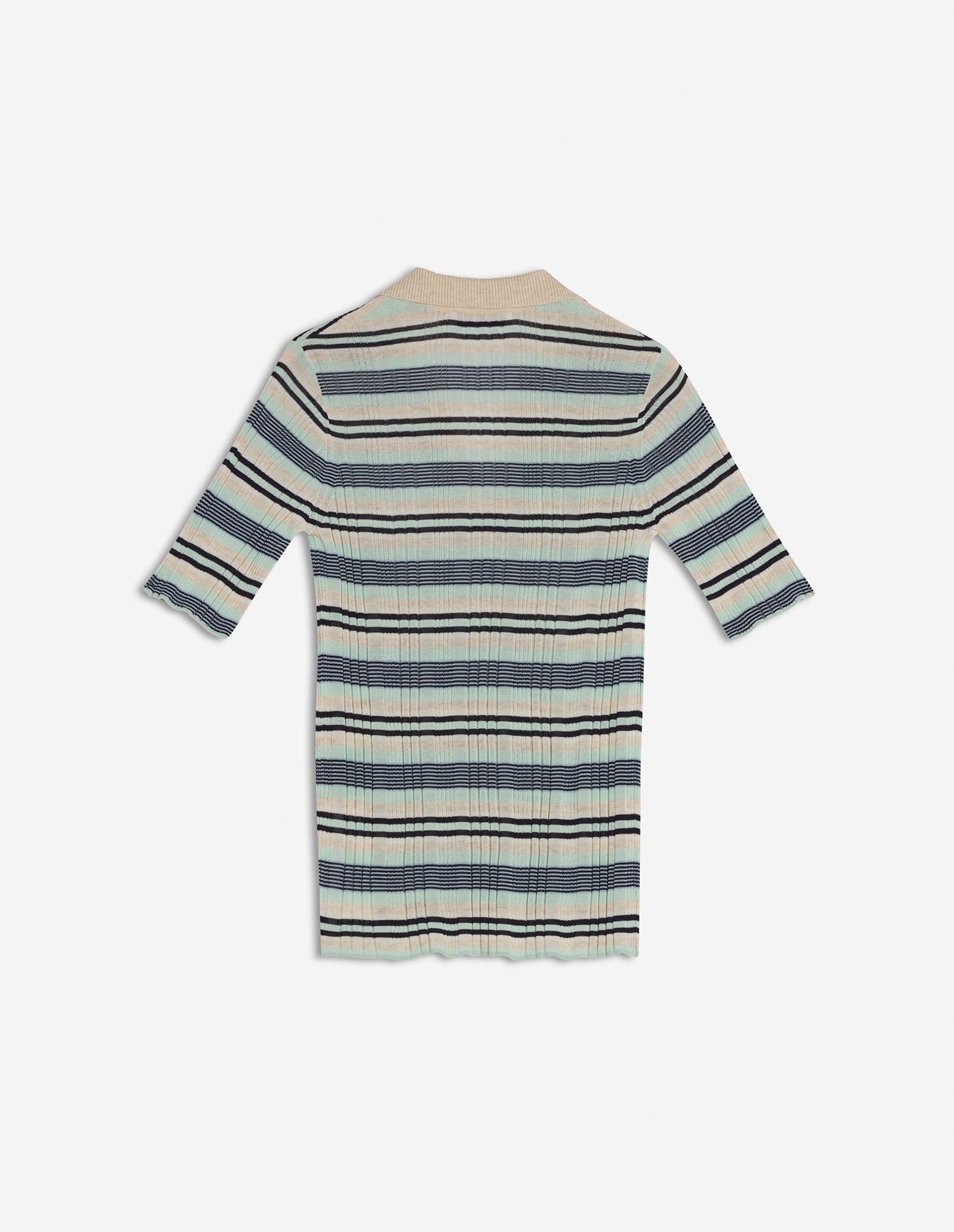Fine rib stripe polo, Mint Ice