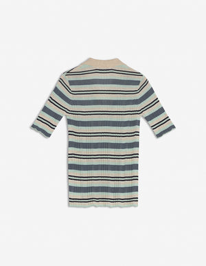 Fine rib stripe polo, Mint Ice