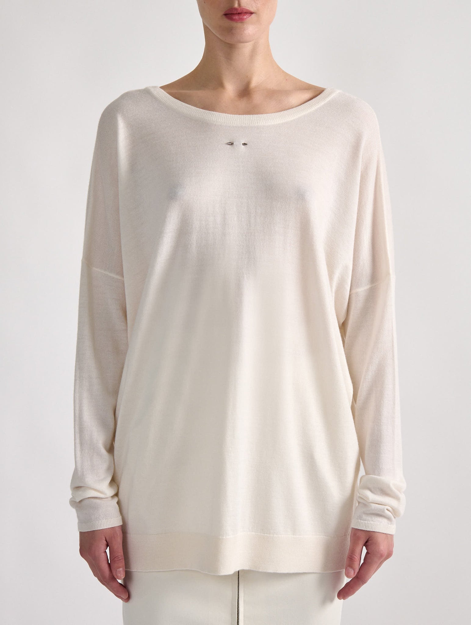 Merino & silk top, Ecru