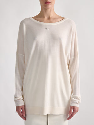 Merino & silk top, Ecru