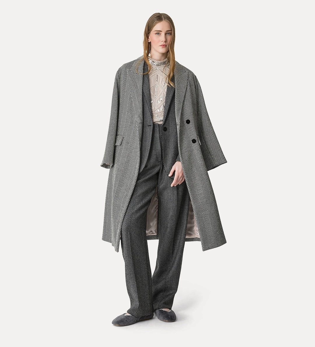 chevron wool coat
