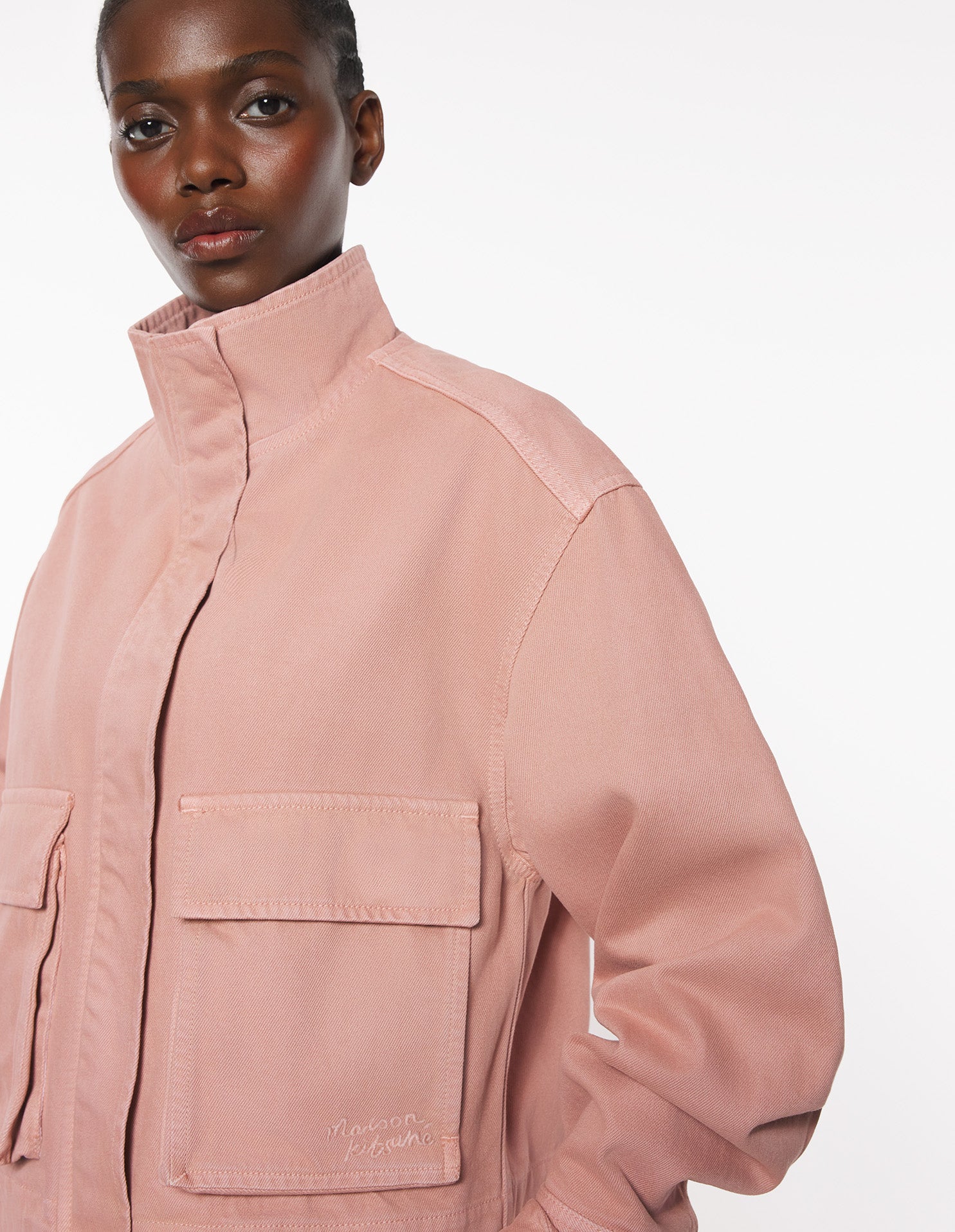 Cropped workwear jacket, Porcelaine pink