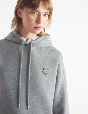 Bold fox patch comfort hoodie, Medium Grey Mélange
