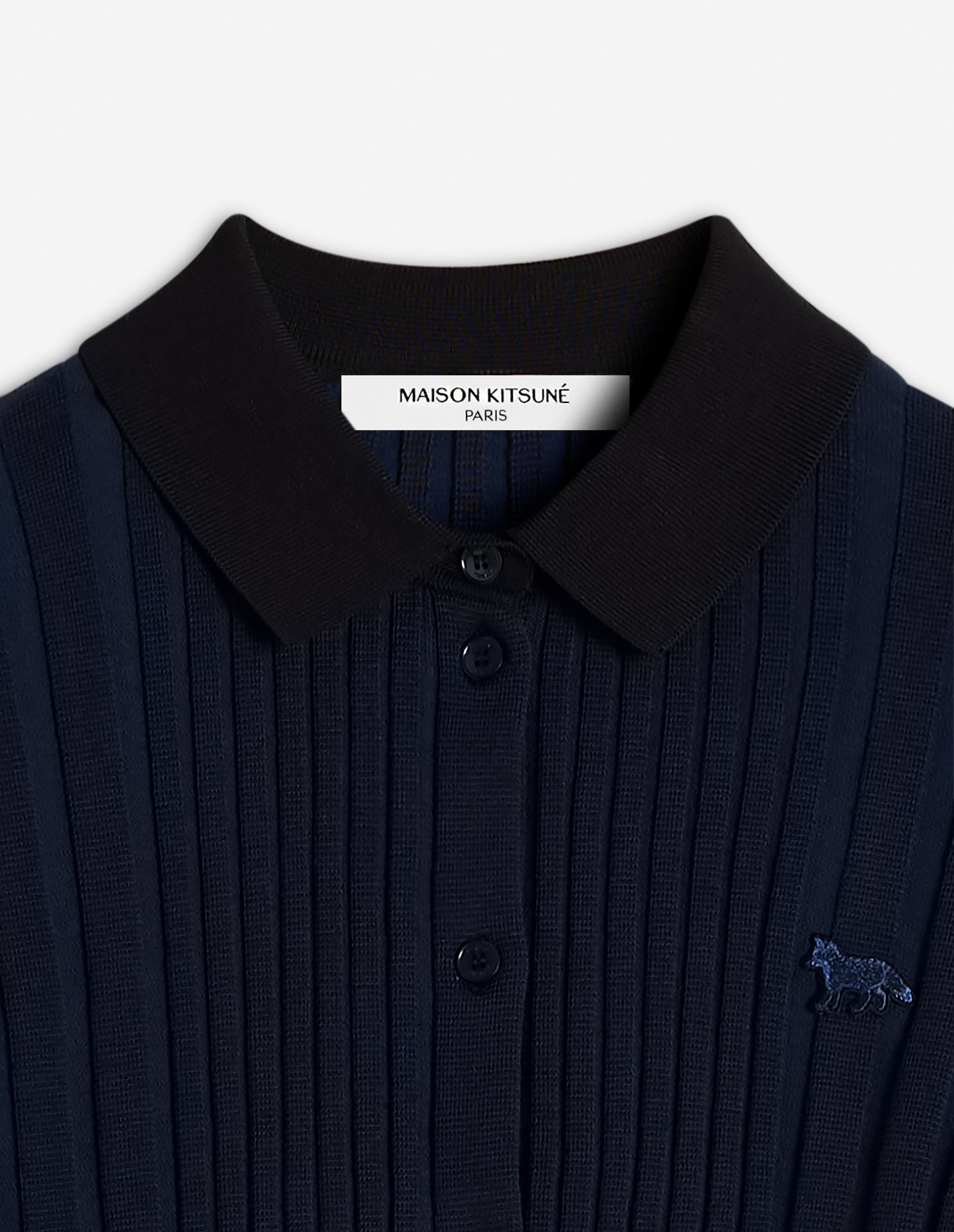Baby fox patch pleated cardigan, Ink Blue