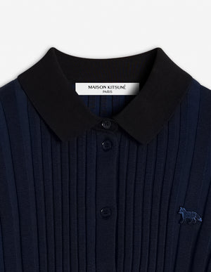 Baby fox patch pleated cardigan, Ink Blue