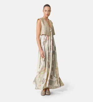lurex jacquard vest w strass, gold