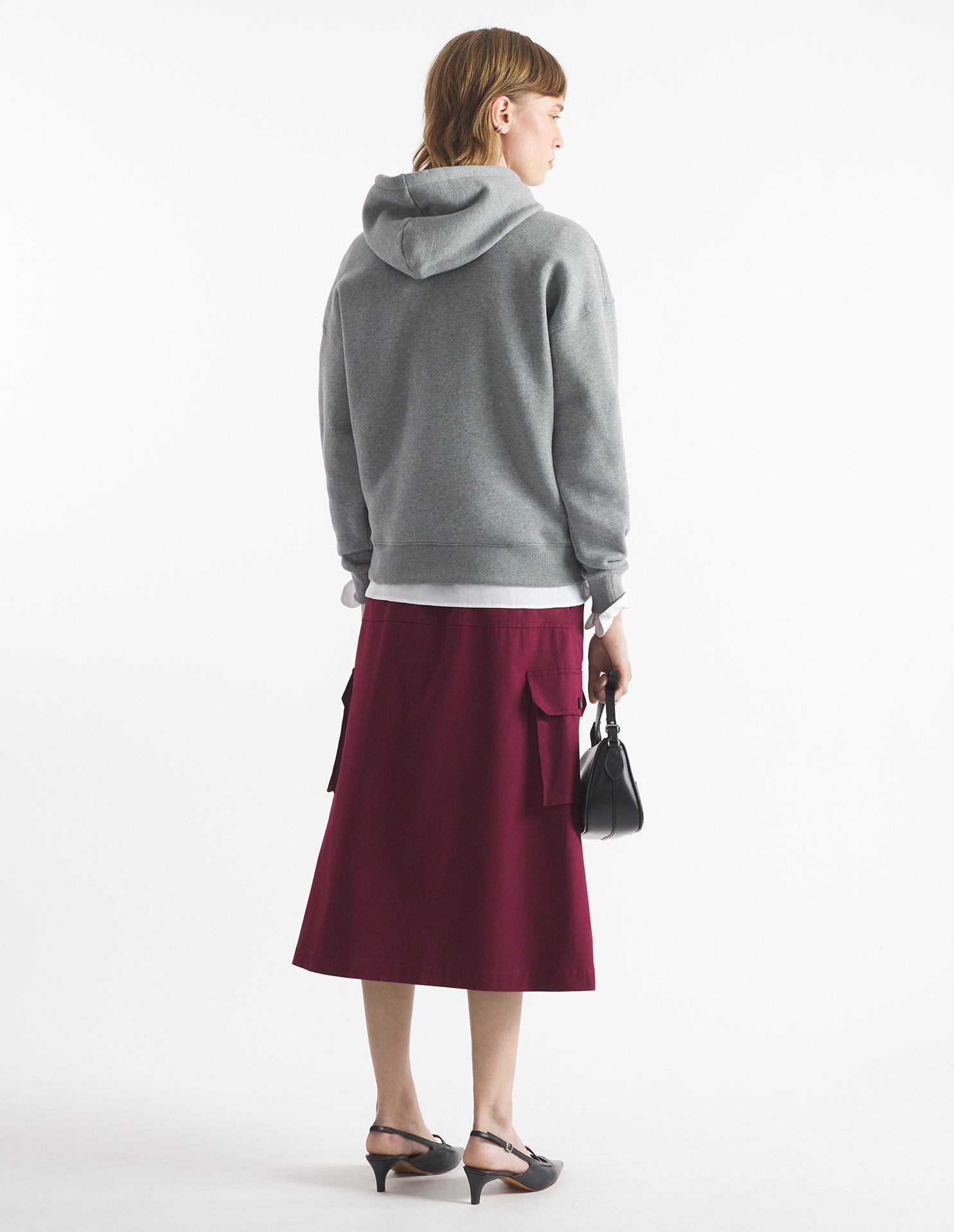Bold fox patch comfort hoodie, Medium Grey Mélange